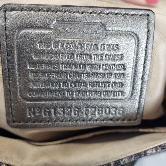 Coach Crossbody Bag Womens Gray Silver Snakeskin Print Leather Trim Flap F20036 - Picture 9 of 13